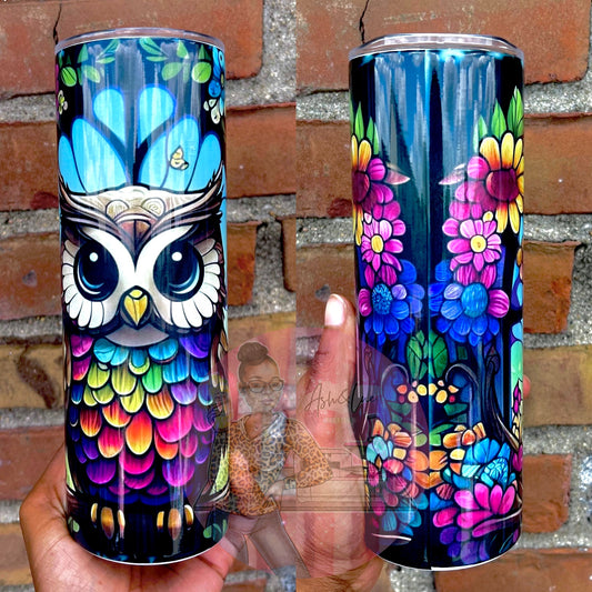 Floral Owl Tumbler