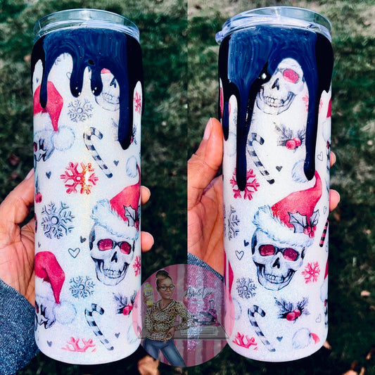 Christmas Skull Drip 20oz. Skinny Tumbler