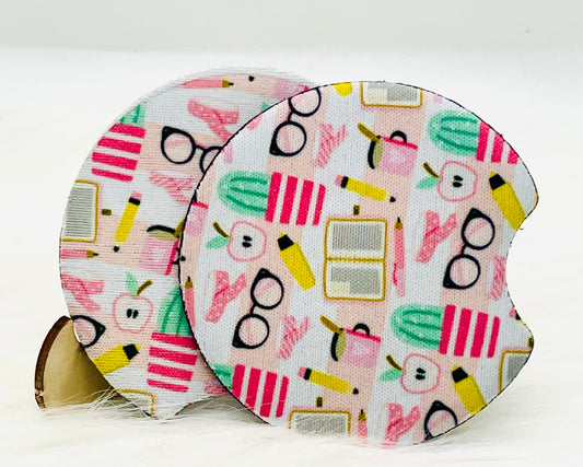 Pink Teacher Car Coaster