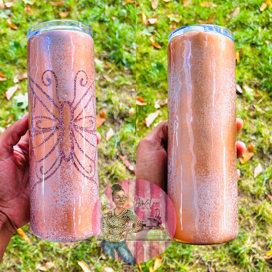 Rose Gold Butterfly Tumbler