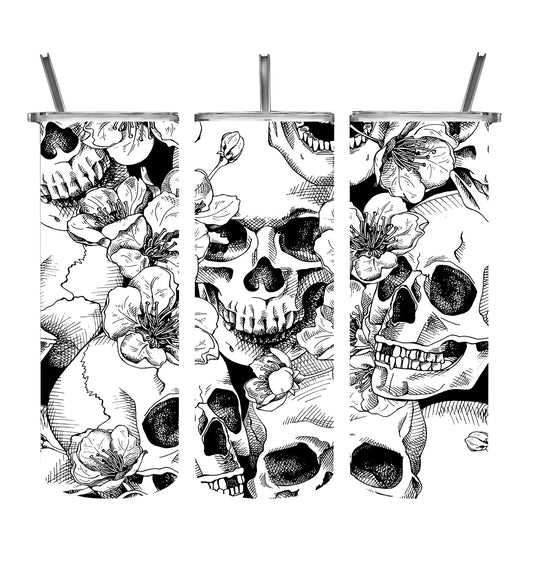 Flowers and Skulls Tumbler