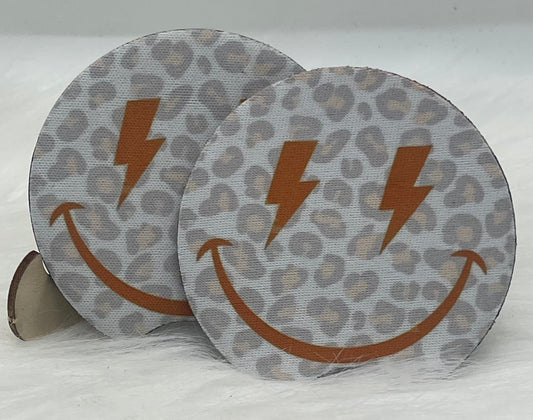 Smiley Leopard Print Car Coaster