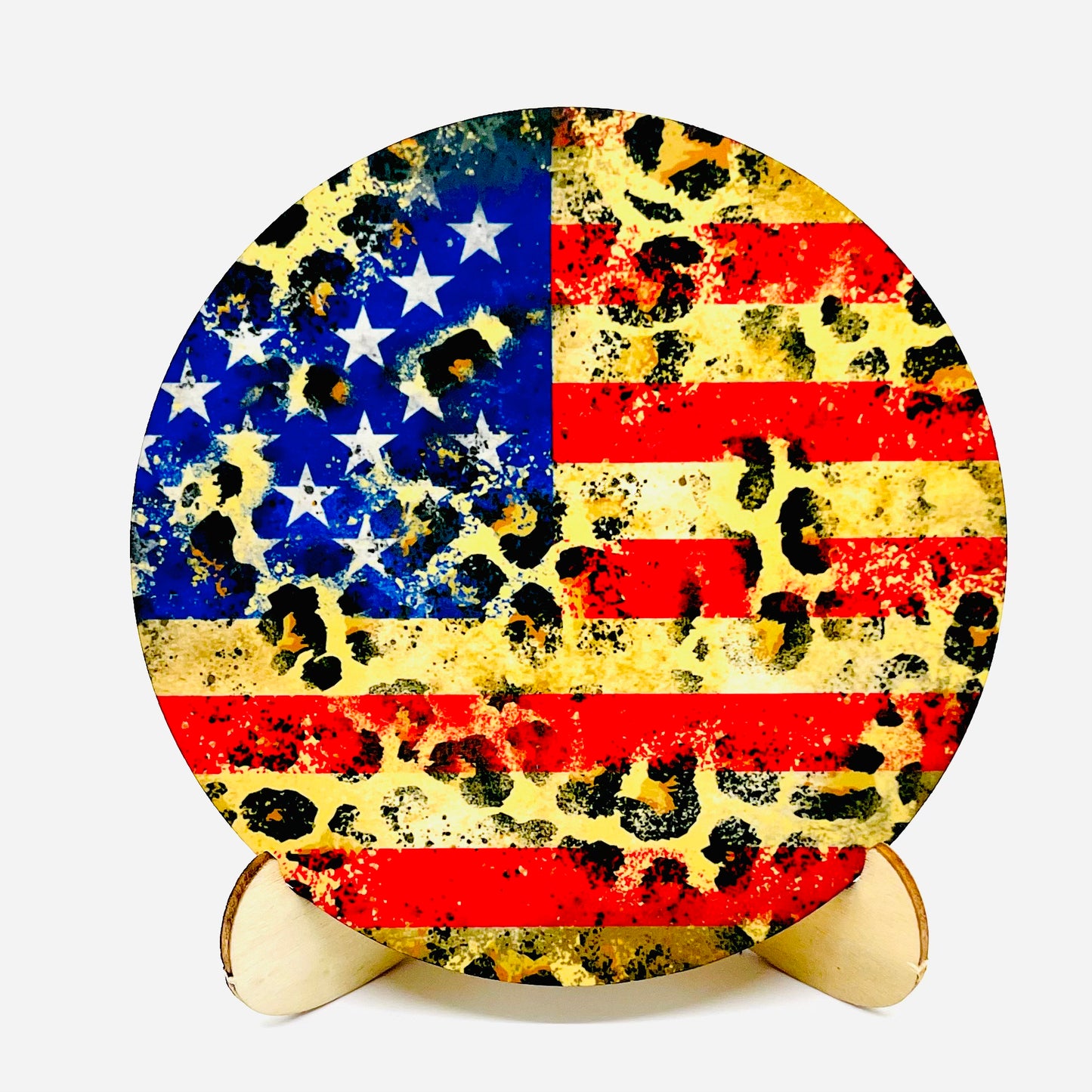 American Flag, Leopard Print Coaster