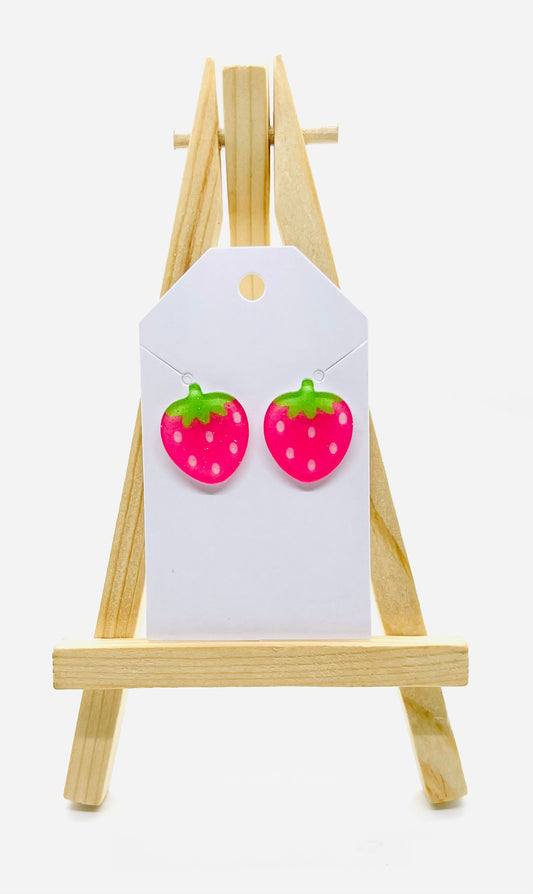 Pink Strawberry Earrings🍓