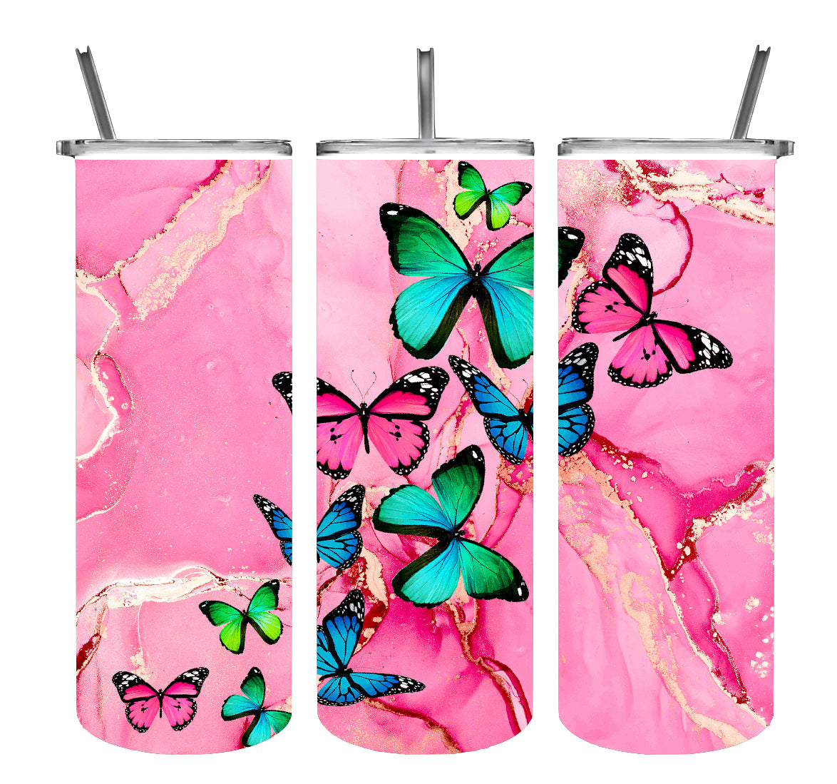 Pink Butterly Tumbler